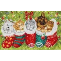 Kit de point de croix "Chiens et chats dans les bas" 37x24cm SLETIL9940