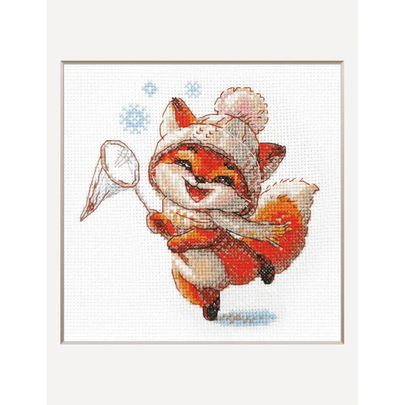 Kit de point de croix « Renard joueur » 15x15 cm SRA1018