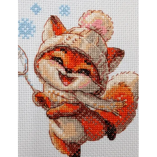 Kit de point de croix « Renard joueur » 15x15 cm SRA1018