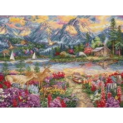 Cross stitch kit "Spring Mountain Majesty" 45x34cm SLETIL9939