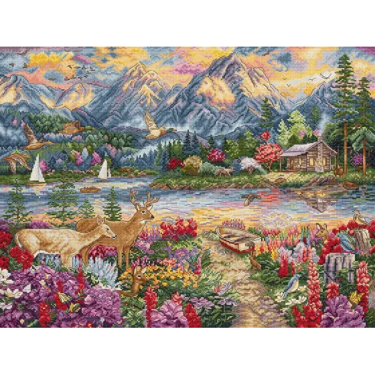 Набор для вышивания крестиком "Spring Mountain Majesty" 45x34cm SLETIL9939