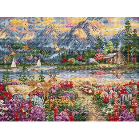 Набор для вышивания крестиком "Spring Mountain Majesty" 45x34cm SLETIL9939
