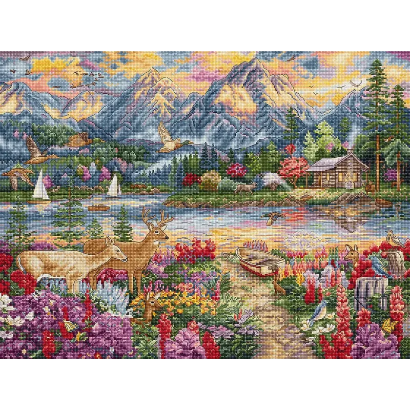 Набор для вышивания крестиком "Spring Mountain Majesty" 45x34cm SLETIL9939