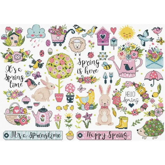 Kreuzstich-Set "Spring Sampler" 38x27cm SLETIL9937