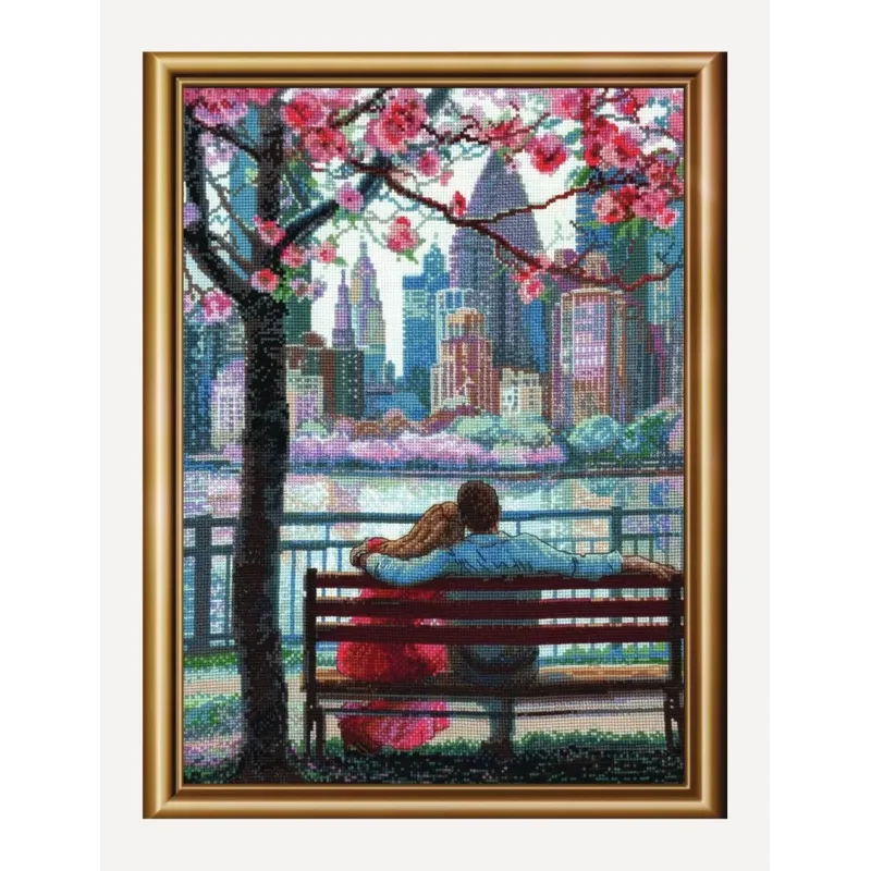 Kryželiu siuvinėjimo rinkinys - Aine kolekcija „Blooming New York“ 30x40 cm SRA1015