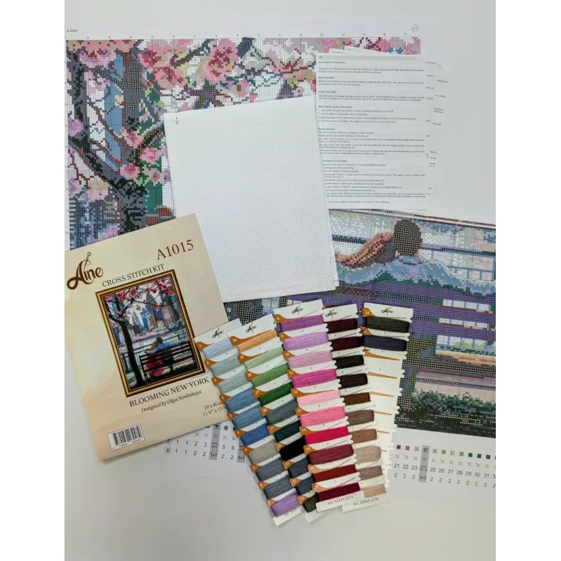 Kryželiu siuvinėjimo rinkinys - Aine kolekcija „Blooming New York“ 30x40 cm SRA1015