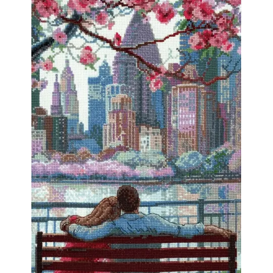 Cross stitch kit - Aine collection "Blooming New York" 30x40 cm SRA1015