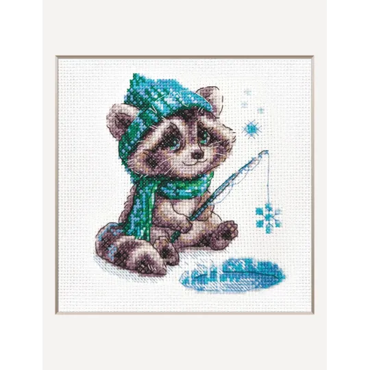 Kit de point de croix "Raton laveur curieux" 15x15 cm SRA1017
