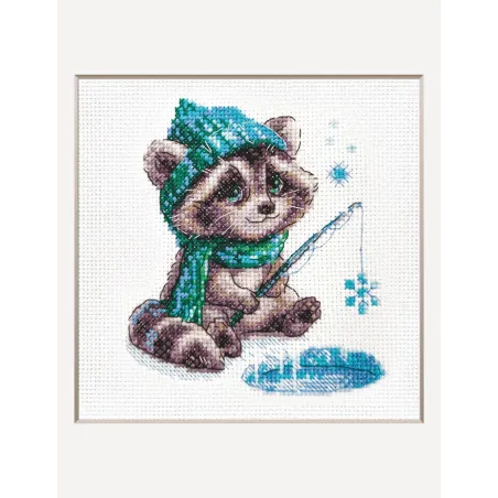 Kit de point de croix "Raton laveur curieux" 15x15 cm SRA1017