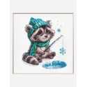 Kit de point de croix "Raton laveur curieux" 15x15 cm SRA1017