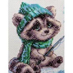 Kit de point de croix "Raton laveur curieux" 15x15 cm SRA1017