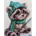 Kit de point de croix "Raton laveur curieux" 15x15 cm SRA1017