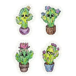 Cross stitch kit "Emotional Cacti. Badges. Magnets" 7*5 cm ST-1077