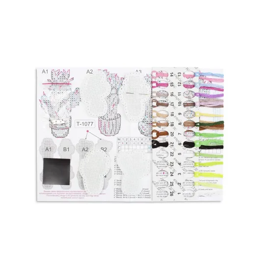 Набор для вышивания крестиком "Эмоциональные кактусы. Значки. Магниты" 7*5 см ST-1077