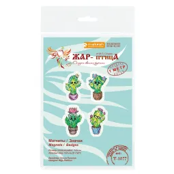 Kryžiaus siūlių rinkinys "Emocionalūs kaktusai. Ženkleliai. Magnetai" 7*5 cm ST-1077