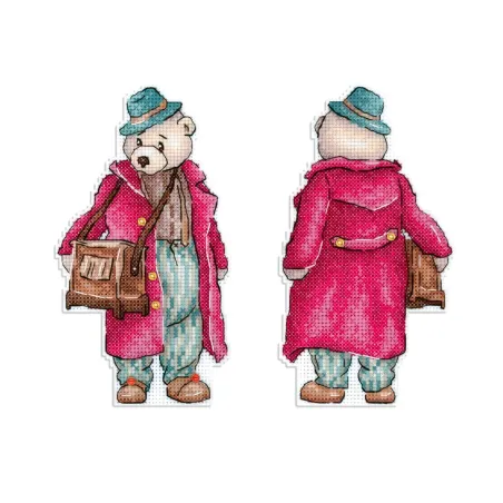 Набор для вышивания крестом "Медведь с шарманкой" 16*9 см SR-1112