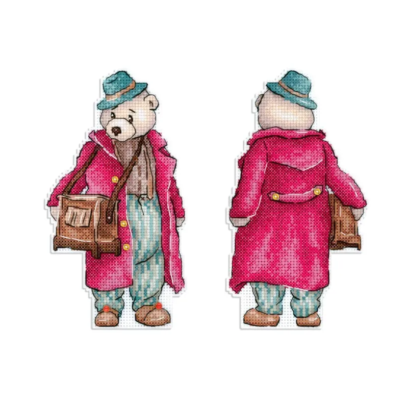Набор для вышивания крестом "Медведь с шарманкой" 16*9 см SR-1112