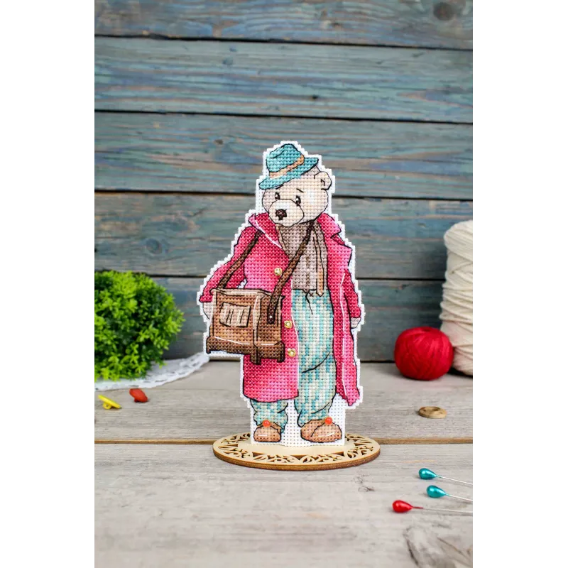 Набор для вышивания крестом "Медведь с шарманкой" 16*9 см SR-1112