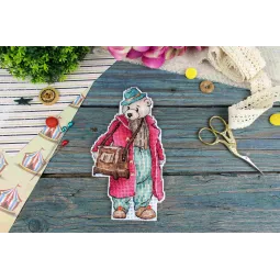 Набор для вышивания крестом "Медведь с шарманкой" 16*9 см SR-1112