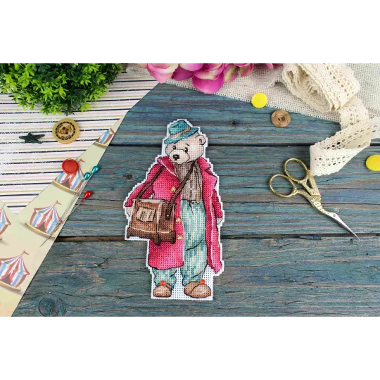 Набор для вышивания крестом "Медведь с шарманкой" 16*9 см SR-1112