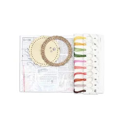 Вышивка крестом на деревянной основе "Миниатюра. Букет тюльпанов" 8*8 см SO-138