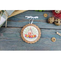 Kreuzstich auf Holzgrund "Miniatur. Quarkkuchen" 8*8 cm SO-136