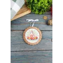 Kreuzstich auf Holzgrund "Miniatur. Quarkkuchen" 8*8 cm SO-136