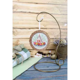 Cross-stitch on wooden base "Miniature. Curd cake" 8*8 cm SO-136