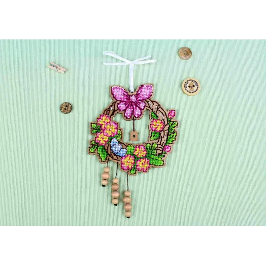 Вышивка крестом на деревянной основе "Пасхальный венок 2" 12*12 см SO-122