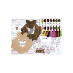 Kryželiu ant medinio pagrindo "Velykų vainikas 2" 12*12 cm SO-122