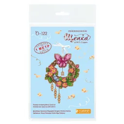 Kryželiu ant medinio pagrindo "Velykų vainikas 2" 12*12 cm SO-122