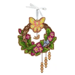 Cross-stitch on wooden base "Easter wreath 1" 12*12 cm SO-121 (ES)