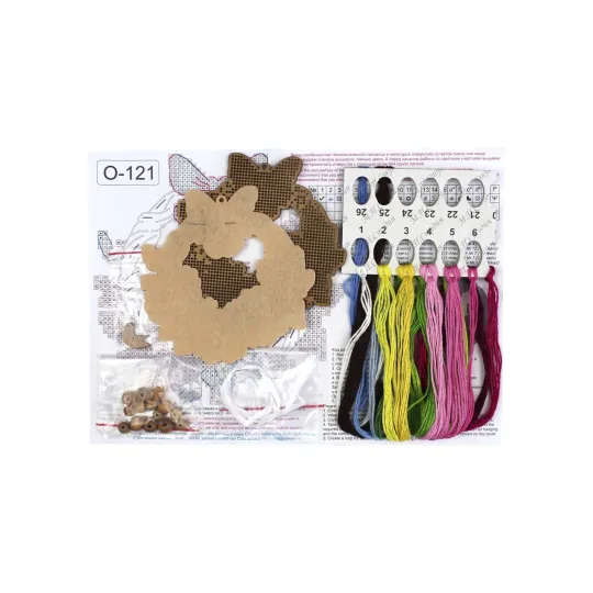 Cross-stitch on wooden base "Easter wreath 1" 12*12 cm SO-121 (ES)