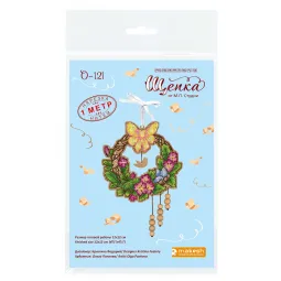 Cross-stitch on wooden base "Easter wreath 1" 12*12 cm SO-121