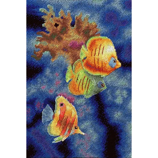 Набор для вышивания крестиком "Обитатели кораллового рифа" 25*18 см SNV-888