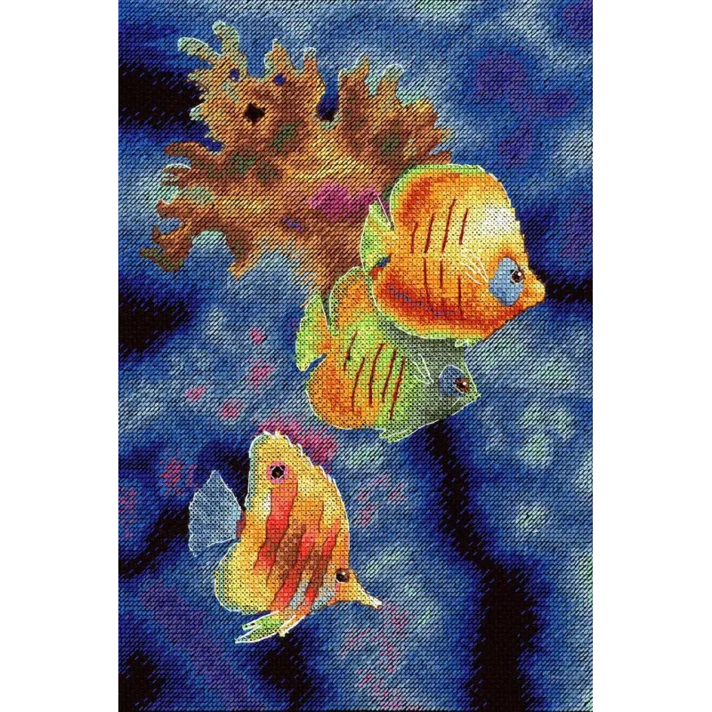 Kit de point de croix "Habitants des récifs coralliens" 25*18 cm SNV-888