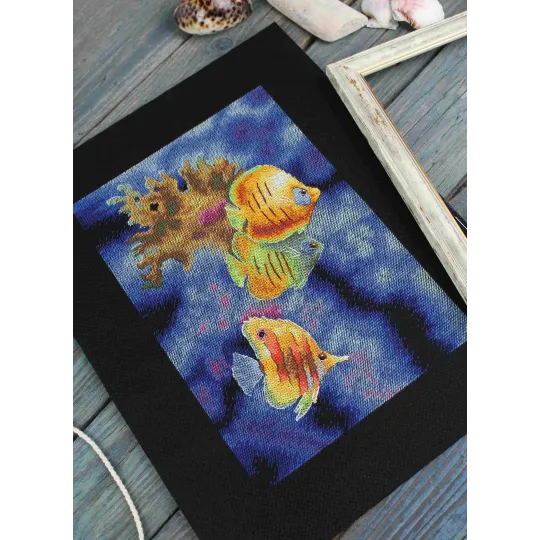 Набор для вышивания крестиком "Обитатели кораллового рифа" 25*18 см SNV-888