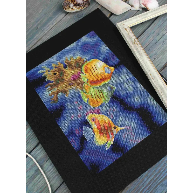 Набор для вышивания крестиком "Обитатели кораллового рифа" 25*18 см SNV-888