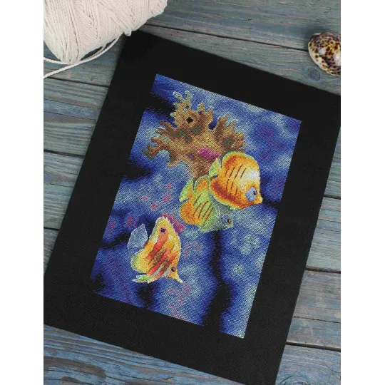 Набор для вышивания крестиком "Обитатели кораллового рифа" 25*18 см SNV-888