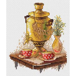 Kryželiu siuvinėjimo rinkinys "Arbatos vakarėlis" 13*11 cm SM-1241