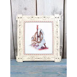 Kryželio siuvinėjimo rinkinys "Verpimo ratas" 13*11 cm SM-1240