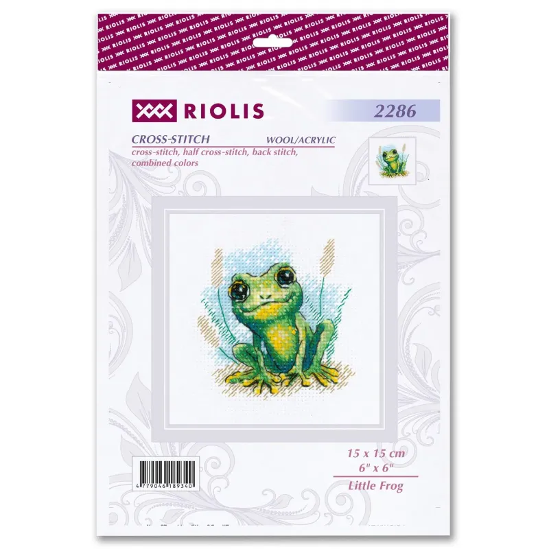 Kit de point de croix "Petite Grenouille" 15x15 cm SR2286