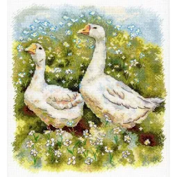 Kryželiu siuvinėjimo rinkinys "Žąsys pasivaikščiojime" 22x20 cm SNV-970