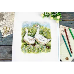 Cross stitch kit "Geese on a walk" 22x20 cm SNV-970