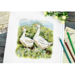 Cross stitch kit "Geese on a walk" 22x20 cm SNV-970