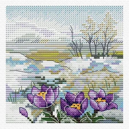 Kit de point de croix "Les premières fleurs" 11x11 cm SM-999