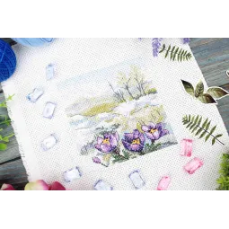 Набор для вышивания крестиком "Первые цветы" 11x11 см SM-999