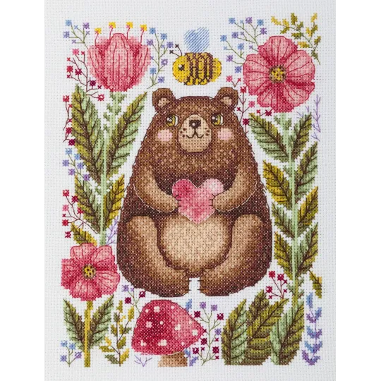Cross stitch kit KLART "A bear cub with bees" 16,5 x 21,5 cm KL8-542 Cross stitch kit KLART "A bear cub with bees" 16,5 x 21,5 cm KL8-542