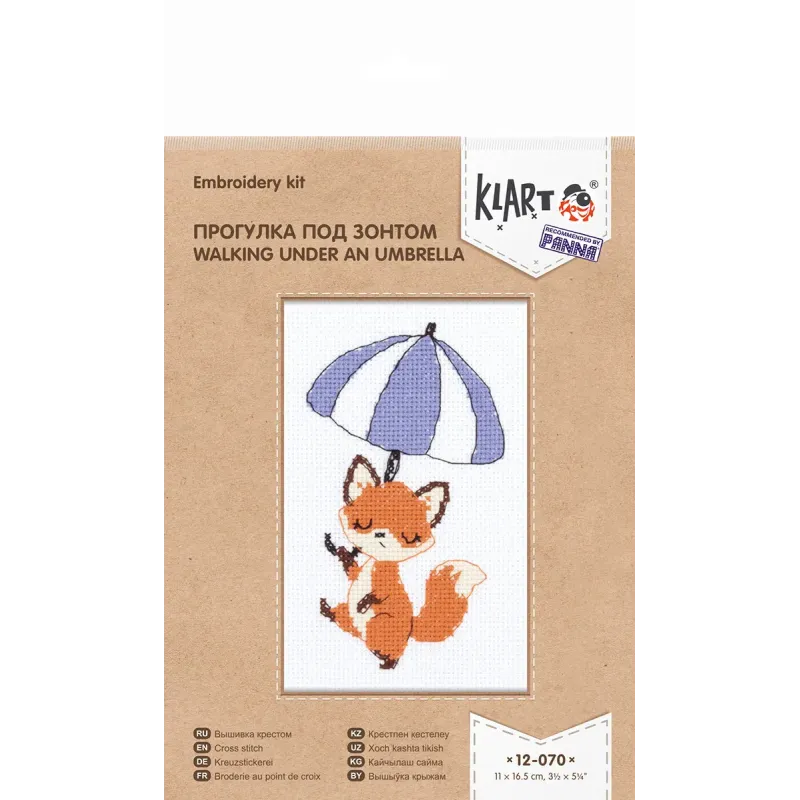 Kit de point de croix KLART "Marcher sous un parapluie" 11 x 16,5 cm KL12-070