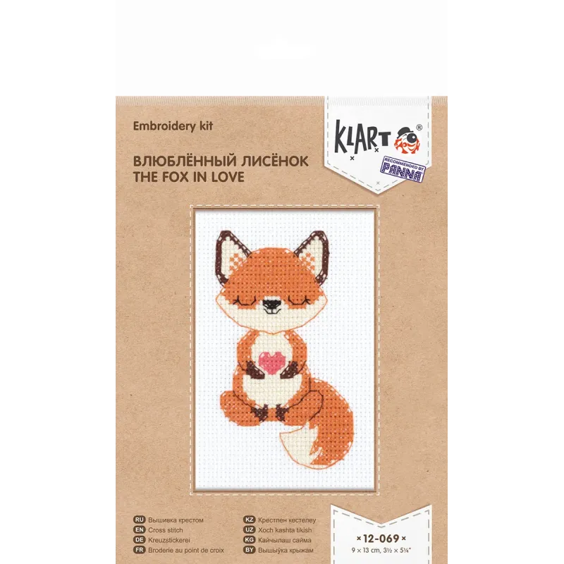 Kreuzstich-Set KLART "Der verliebte Fuchs" 9 x 13 cm KL12-069